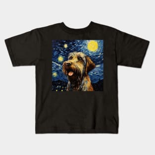 Wirehaired Pointing Griffon Starry Night Kids T-Shirt